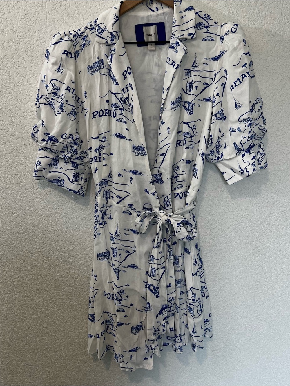 Anthropologie Maeve Short Sleeve Collared Wrap Mini Dress- Size Small - Picture 7 of 12